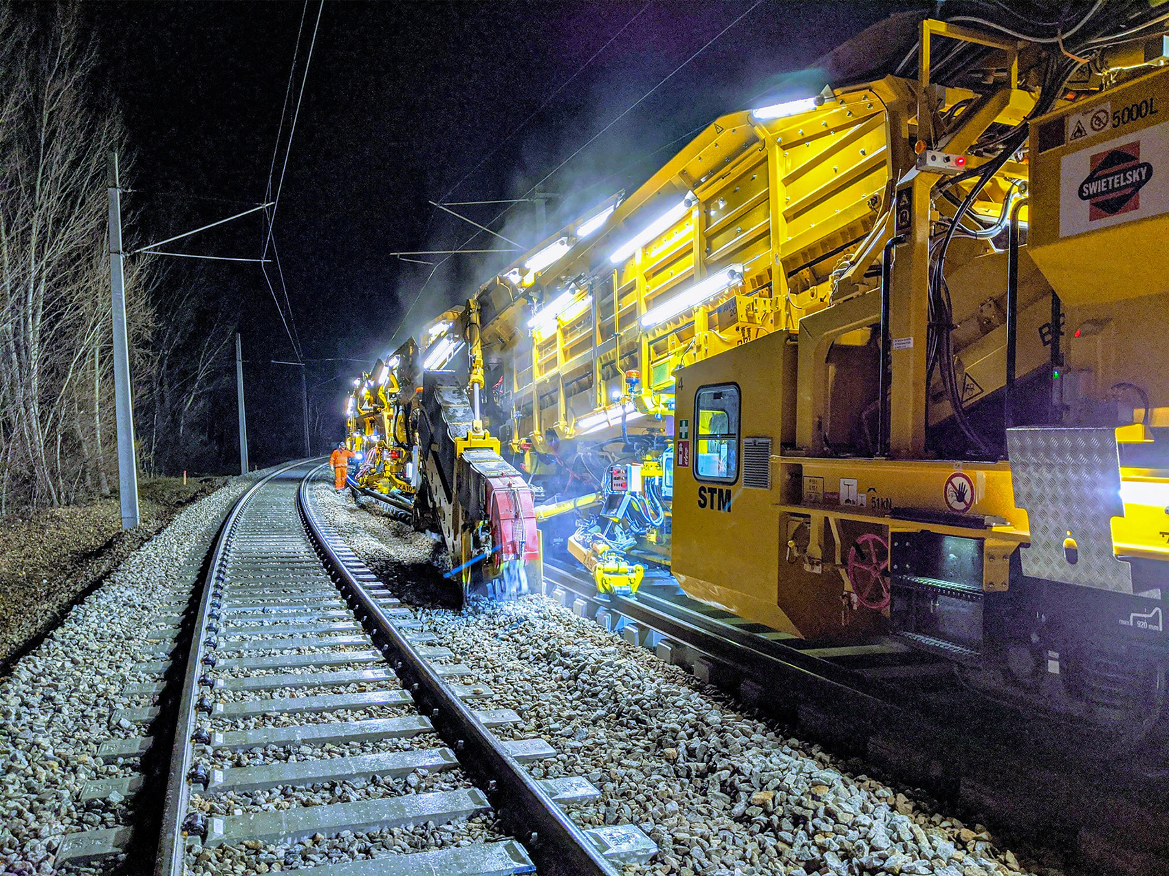 Maschinelle Gleisneulage auf der WLB-Strecke, Traiskirchen-Baden - Edilizia ferroviaria